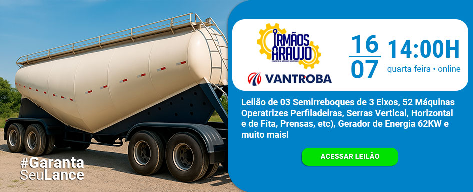 Leilão Irmãos Araújo e Vantroba de Semirreboques, Máquinas Operatrizes e muito mais | DeSeuLance