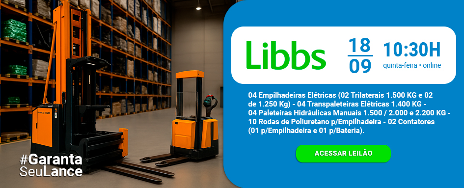 Leilão Libbs de  Empilhadeiras, Transpaleteiras e muito mais