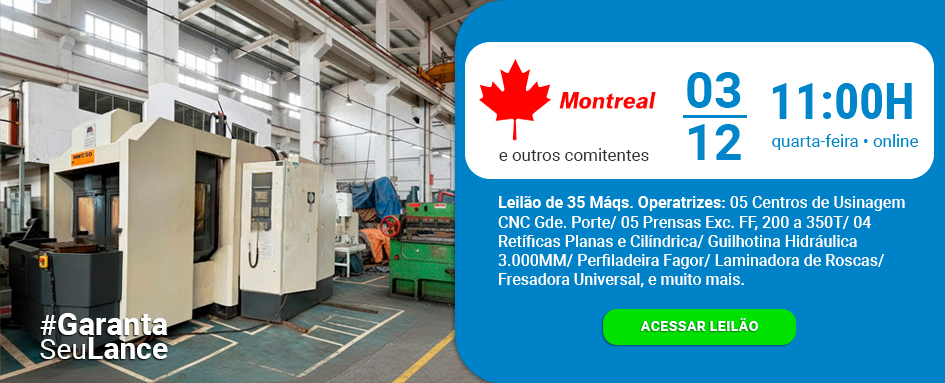 Leilão de 35 Máquinas Operatrizes