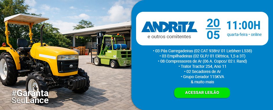 Leilão de Empilhadeiras, Pás Carregadeiras e muito mais