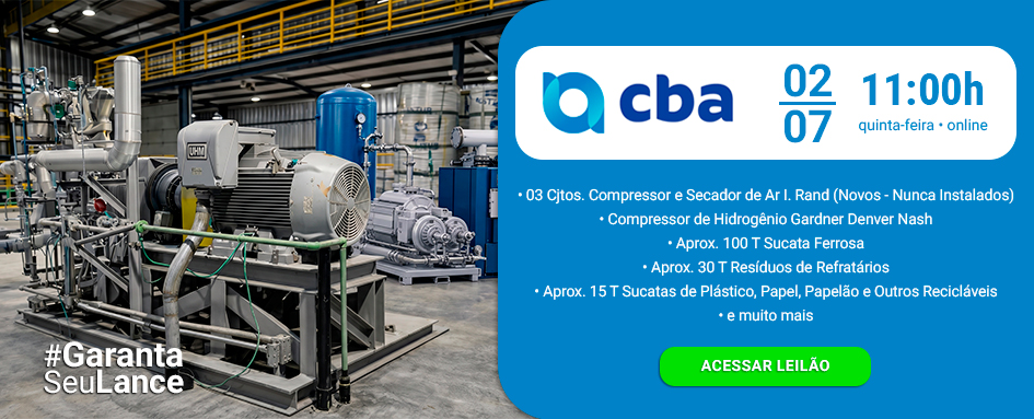 Leilãp de 250T de Sucata Ferrosa, Compressores de Ar e muito mais